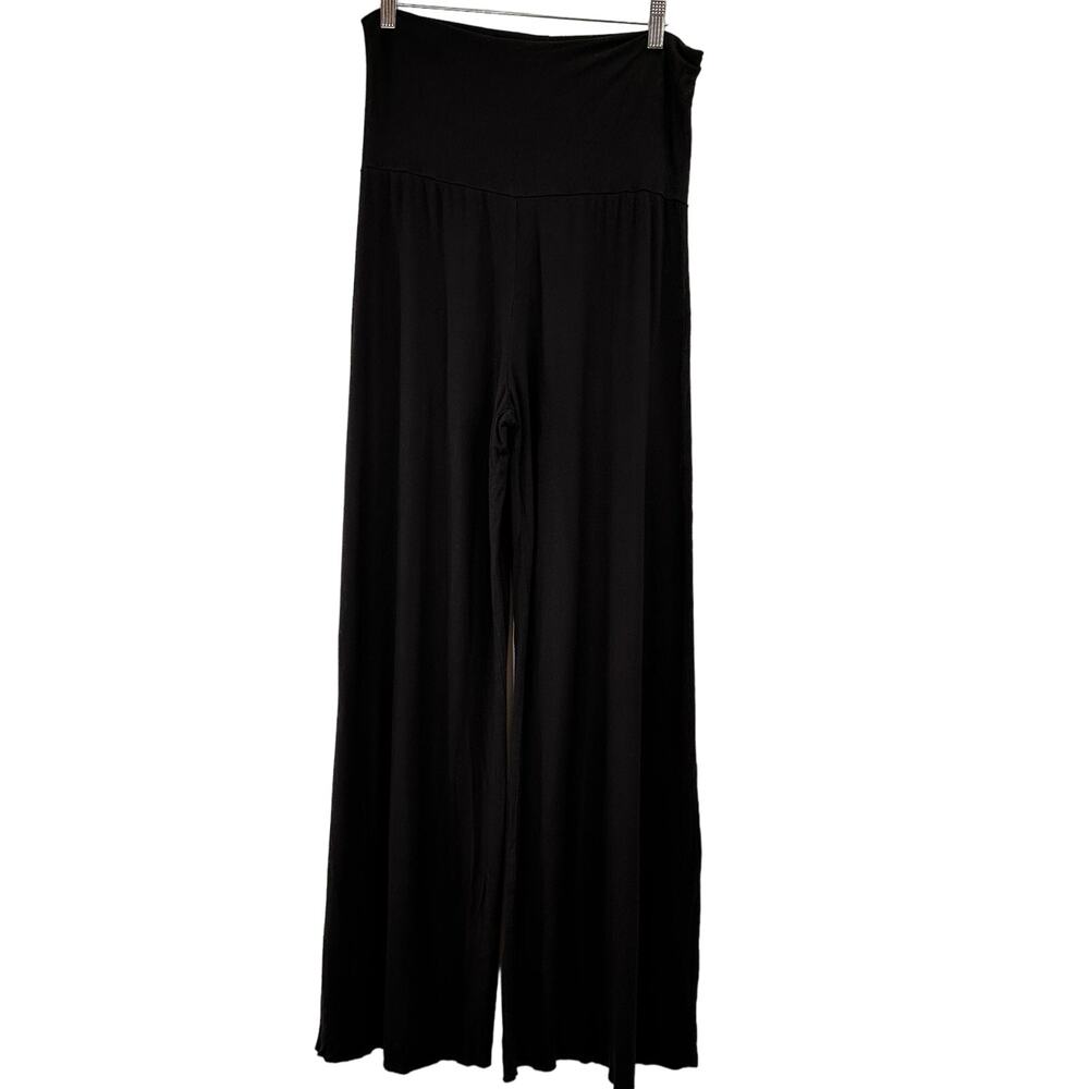 Boston Proper Black Rayon Wide Leg Flare Palazzo Pants Size Medium